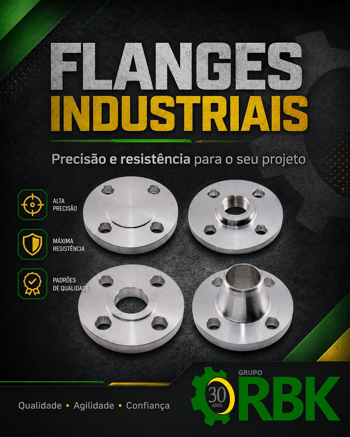 Flanges industriais usinados pela RBK Serviços