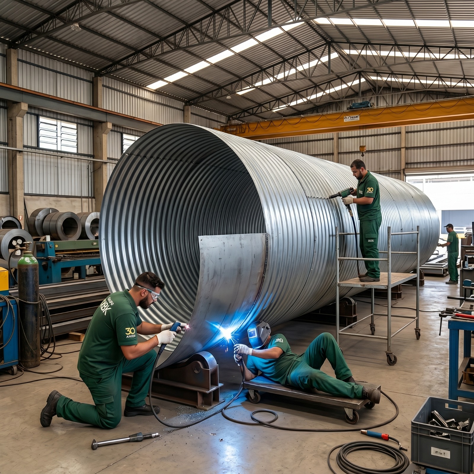Equipe RBK fabricando silos